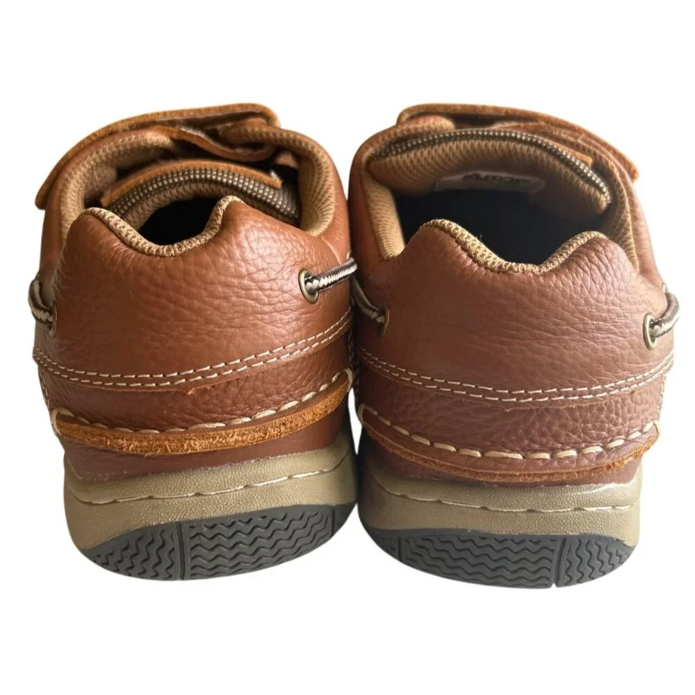 Guide Gear Mens GG Hook N Loop Boat Shoes Size 10 Leather/Textile Upper Brown